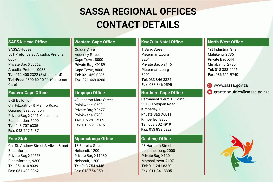 SASSA regional offices contact details